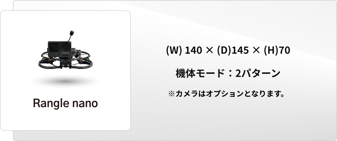Rangle nano (W)140×(D)145×(H)70 機体モード：2パターン ※カメラはオプションとなります。